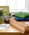 Packing materials and folded clothes on desk, showcasing Scotch Sure Start Packing Tape Clear 1.88 In X 22.2 Yd 6 Dispenser Rolls Quiet Unwind Easy Start Strong Hold