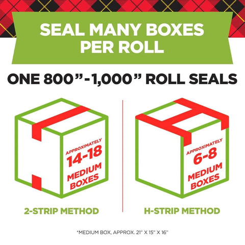 Diagram showing box sealing methods using Scotch Sure Start Packing Tape Clear 1.88 In X 22.2 Yd 6 Dispenser Rolls