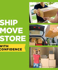 People moving boxes with Scotch Sure Start Packing Tape Clear 1.88 In X 22.2 Yd 6 Dispenser Rolls Quiet Unwind Easy Start Strong Hold
