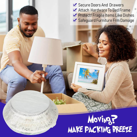 Couple packing with Clear Stretch Wrap 20 Roll Bundle 5 Inch By 800 Feet Heavy Duty 80 Gauge Plastic Wrap With Handle For Packing Moving Furniture Pallets Self Adhering Industrial Film in foreground