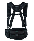 Padded Tool Belt Suspenders For Men With Attachment Loops Comfortable Carpenter And Electrician Work Suspenders With Even Weight Distribution And Four Point Support System For All Day Comfort And Back Strain Reduction.