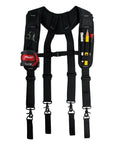 Front view of Padded Tool Belt Suspenders For Men With Attachment Loops Comfortable Carpenter And Electrician Work Suspenders With Even Weight Distribution