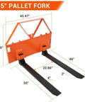 Heavy Duty 46 Inch Pallet Fork Attachment For Tractor Loader And Skid Steer Universal Quick Attach With 2600 Lb Per Fork Load Capacity