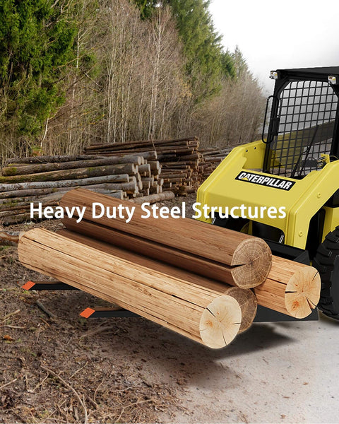 Heavy Duty Pallet Forks For Tractor Attachments And Skid Steer Loader Buckets, 6000 lb capacity lifting logs in forest