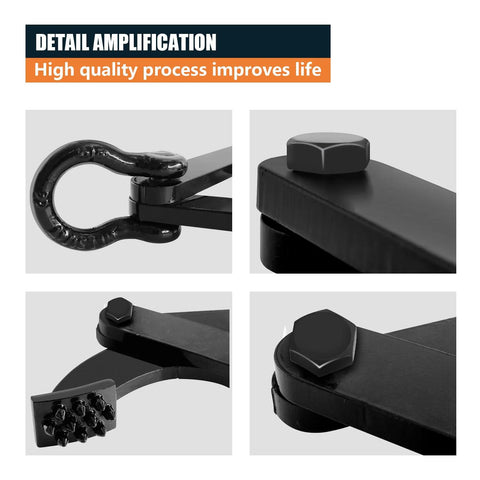 Detail views of Heavy Duty Pallet Grabber Clamp 2200lbs 1 Ton For Lifting And Pulling Trees Stumps And Pallets With Jaw Opening 0 To 3.15 Inches Steel Stump Puller Tool Black Finish Compatible With Chain Or Strap Hooks