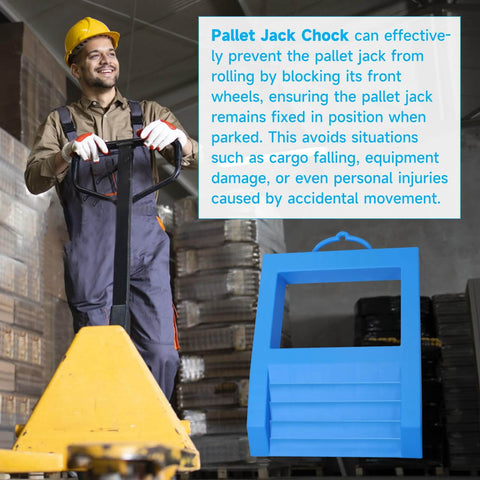 Heavy Duty Pallet Jack Chock With Handle For Eight Point Five Inch Wheel Width Non Slip Polypropylene Jack Stopper