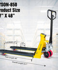 Heavy Duty Pallet Jack With Built In Digital Scale 5500 LB Capacity 27 Inch By 48 Inch Forklift Style Pallet Truck in warehouse