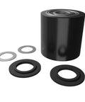 Pallet Jack Load Wheel with poly steel hub, 3 x 2.5 inch size, pre assembled with 20mm ID bearings and spacers on white background