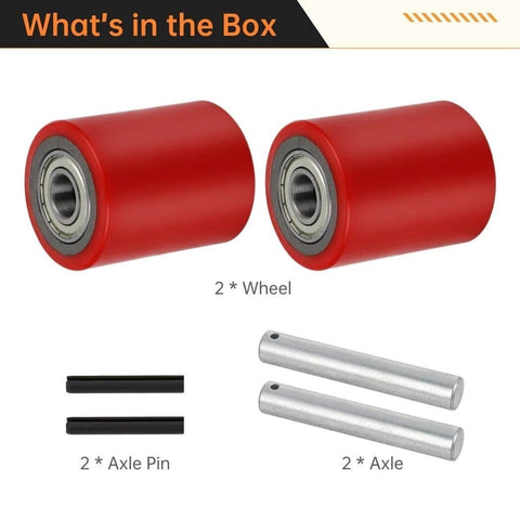 1 Pair Pallet Jack Load Wheels 3 x 3.75 inch with 20mm bearings, rear load wheel replacement set for manual pallet jacks and lift trucks