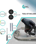 Pallet jack load wheels full set 3 x 3.75 inch with entry exit roller, kit components and installation tools included