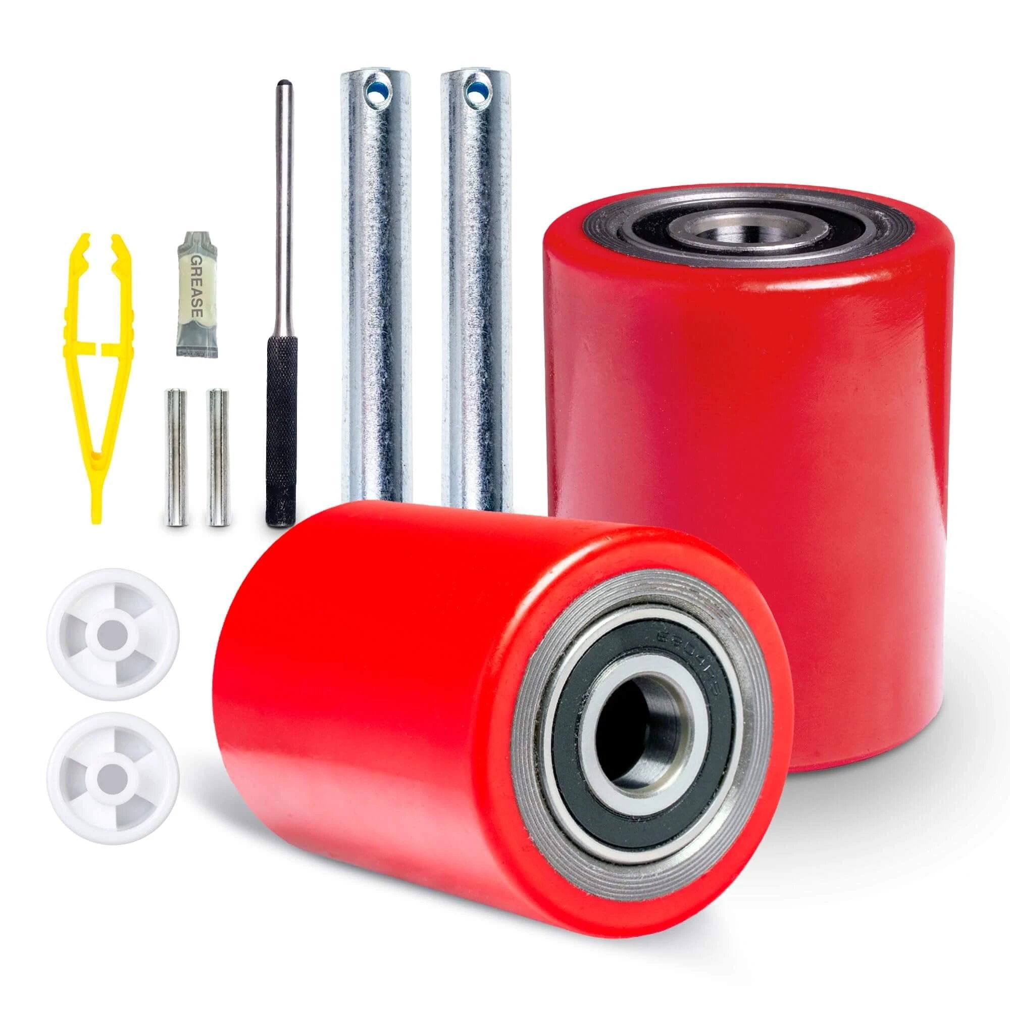 Pallet Jack Load Wheels Set 3x3.75 Red Poly 20mm ID