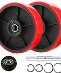 Pallet jack steering wheels 7 x 2 inch with 20mm ID bearings, polyurethane forklift replacement set, hardware included