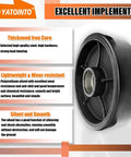 2 pcs pallet jack steer wheel set 7 x 2 inch with axle and protective caps, black and silver wheel close-up, product features