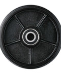 Manual pallet jack steering wheels set 7 x 2 inch with pre installed bearings, black polyurethane tread on cast iron wheel