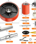 Pallet Jack Steering Wheels Set With Axle And Front Load Rollers For Most Hand Pallet Jacks Seven By Two Inch Pair And Three By Three Point Seven Five Inch Pair With Bearings Gasher Upgrade For Quiet Smooth Gliding And Lower Operator Fatigue.