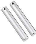 Pair of pallet jack load wheels 3 x 3.75 inch with pre installed bearings, showing two silver axles and pins for smooth non marking replacement