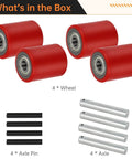 Pallet Jack Load Wheel Set For Manual Pallet Jacks Replacement Rear Wheels 3 Inch By 3.75 Inch With 20mm Bearings Includes 4 Wheels 4 Axles And 4 Pins For Lift Truck And Pallet Jack Maintenance