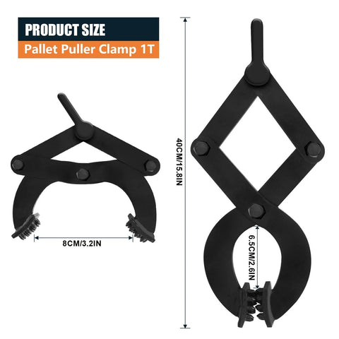 Heavy Duty Pallet Grabber Clamp 2200lbs 1 Ton For Lifting And Pulling Trees Stumps And Pallets With Jaw Opening 0 To 3.15 Inches Steel Stump Puller Tool Black Finish Compatible With Chain Or Strap Hooks.