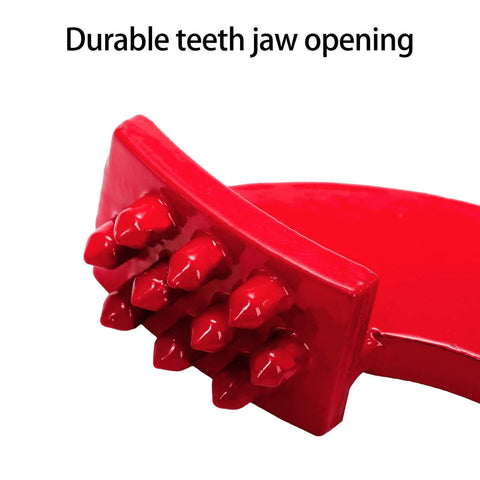 Close-up of durable teeth jaw opening on Beefy Heavy Duty Pallet Puller Clamp 1 Ton Steel Single Scissor Hook.