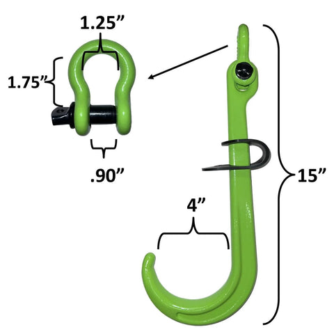 Workhorse Heavy Duty Pallet Puller Quick Rig Hook And Shackle 2 Ton 4000 Lbs WLL Forged Steel for warehouse material handling