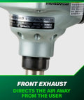 Close-up of Workhorse Pro Preferred Palm Nailer with front exhaust, showcasing metal construction and branding, Metabo HPT.