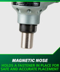 Close-up of the Workhorse Pro Preferred Palm Nailer magnetic nose for precise fastening in joist hangers and metal connectors.