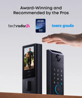 Palm vein recognition delivers true keyless entry with a 3-in-1 Wi-Fi keypad deadbolt, 2K HDR camera, and built-in doorbell for front doors.