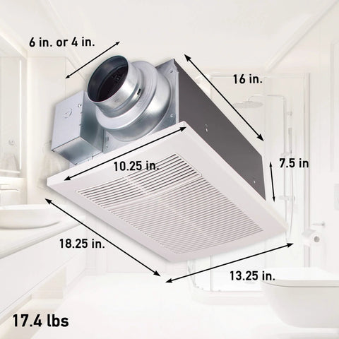 Whisper Quiet Ceiling Mount Bathroom Exhaust Fan With Heater For Instant Cozy Warmth And Fresh Air Slim DC ECM Motor Pick A Flow Customizable Airflow Energy Star Certified 50 80 110 CFM 1600W PTC Heater FV0511VH1 Panasonic