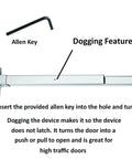 Push Bar Panic Exit Device For Emergency Doors 31 Inch Length With Aluminum Finish shown with dogging feature and allen key