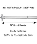 Push Bar Panic Exit Device For Emergency Doors 31 Inch Length With Aluminum Finish Heavy Duty Panic Bar Handle illustration