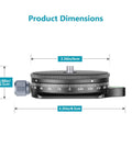 Product dimensions of Panoramic Panning Base With Style Plate For Tripod And Monopod Heads shown with measurements