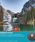 Panoramic Panning Base With Style Plate For Tripod And Monopod Heads in landscape setup with camera mounted, mountain view