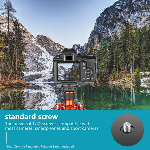 Panoramic Panning Base With Style Plate For Tripod And Monopod Heads in landscape setup with camera mounted, mountain view