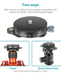 Panoramic Panning Base With Style Plate For Tripod And Monopod Heads Three Eighths Inch Bottom Socket One Quarter Inch Camera Screw