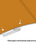Economy 100 Pack Self Adhesive Prong Paper Fasteners With 2 Inch Capacity Per Prong Heavy Duty Base Clips shown in use on folder