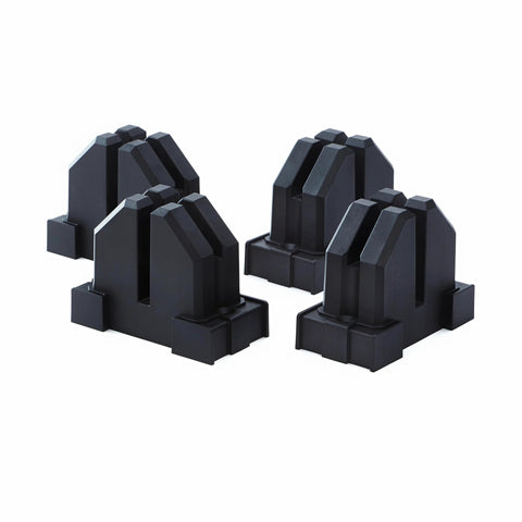 Parallel Clamp Block Set For Woodworking 4 Pack With Dual Channel Design shown in black plastic material