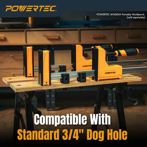 4 Pack Parallel Clamp Positioning Blocks For Stable Clamping And Gluing On Three Quarter Inch Dog Holes on workbench