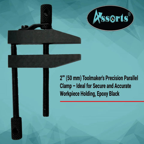 2 Inch ToolMaker Parallel Clamp With Precisely Ground Jaws, 50 Mm Jaw Length And 1 1/4 Inch Opening, epoxy black finish.