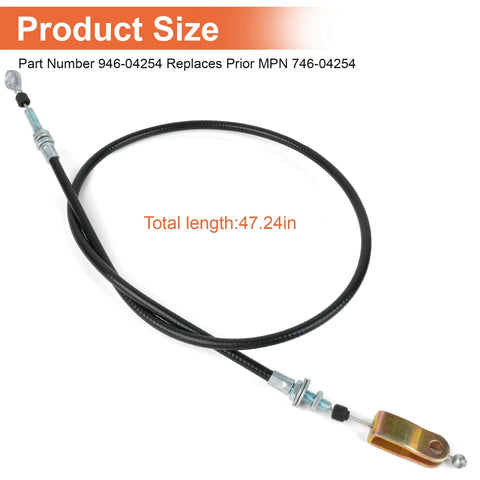 Park control cable 946-04254 replacement fits Cub Cadet Volunteer EFI 4x4 with 47.24-inch length, black cable and metal fittings