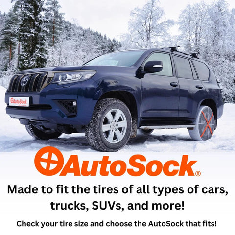 Passenger Vehicle Snow Socks HP697 Pack Of 2 For Tire Traction In Snow And Harsh Weather on SUV in snowy landscape