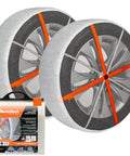 Passenger Vehicle Snow Socks HP697 Pack Of 2 For Tire Traction In Snow And Harsh Weather, shown with packaging