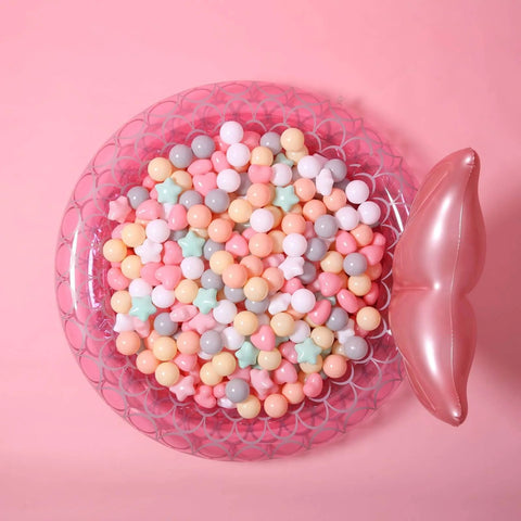 Ball Pit Balls,Plastics Balls for Ball Pit, Stars Hearts Shape for PastelBall for Toddlers Kids，6 Mix Colors,50pcs in inflatable pool