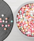 Ball Pit Balls,Plastics Balls for Ball Pit, Stars Hearts Shape for PastelBall for Toddlers Kids，6 Mix Colors,50pcs in basin