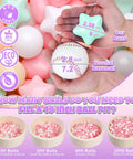 Comparison of pastel star and heart-shaped plastic ball pit balls for toddlers with a baseball and their size in a hand, non-toxic