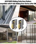 2 Pack Patio Door Rollers Replacement For Pella Sliding Patio Doors, 1-1/2 Inch Stainless Steel Ball Bearing, Adjustable Roller Height