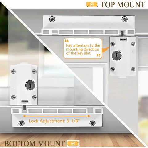 Patio Sliding Door Security Foot Lock With Keyed Lock ABS Construction Fits On Top Rail Or Bottom Rail Childproof Guardian