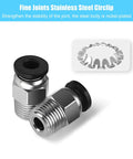 PC4 M10 Pneumatic Quick Connector Fittings with stainless steel circlip, nickel-plated, shown from side view.