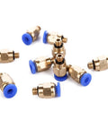 10 Pack PC4 M6 Pneumatic Straight Fittings For 4 Mm Nylon Tube M6 Thread Quick Connect Blue Copper Finish