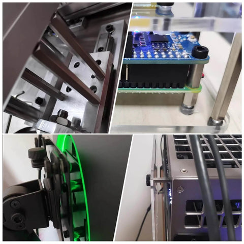 Collage of 210 Piece M4 Hex Standoff Spacers Set Carbon Steel used in PCB, drone, and electronics assembly applications.