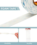 Double Sided Tape 0.39 Inch By 16.5 Feet Heavy Duty PE Foam Mounting Tape Removable Waterproof For Wallpaper Painted Walls Glass
